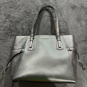 Michael Kors Women Designer Purse Silver Large Tote Bag